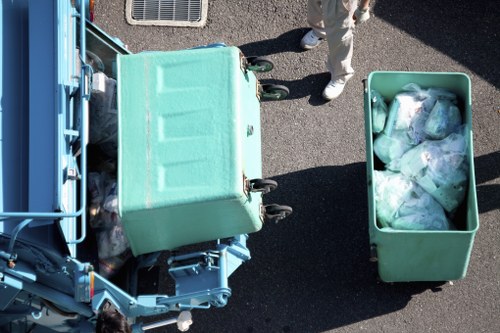 Professional builders waste removal team at work